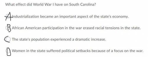 What did effect did World war 1 have on South Carolina?