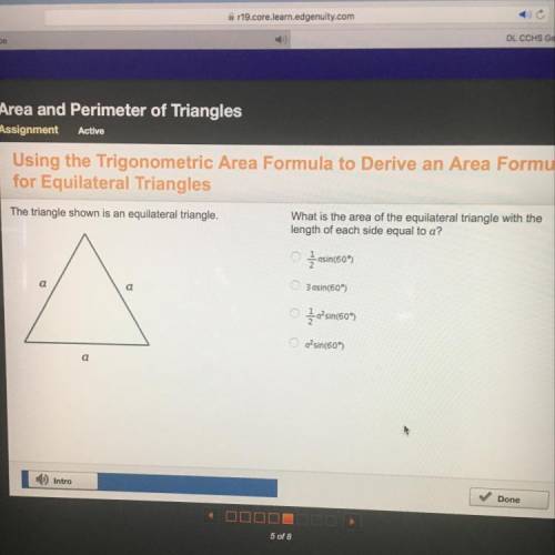 The triangle shown is an equilateral triangle. What is the area of the equilateral triangle with the