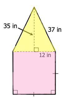 What is the area of the yellow region? * What is the area of the pink region? * What is the total ar