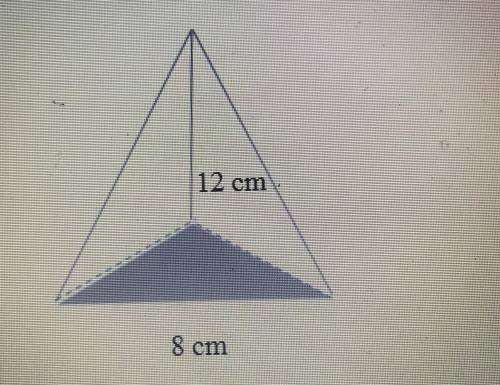 Find the volume of the regular pyramid given that 12 cm is the height of the pyramid. A. 110.9 cm^3