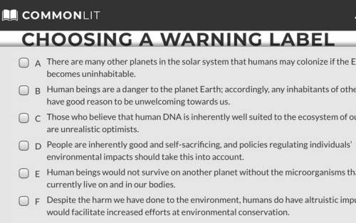 Choosing a warning label for human DNA  PART A: Which TWO statements best summarize the central idea