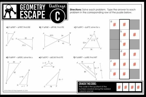 Geometry end of year review escape room: room C