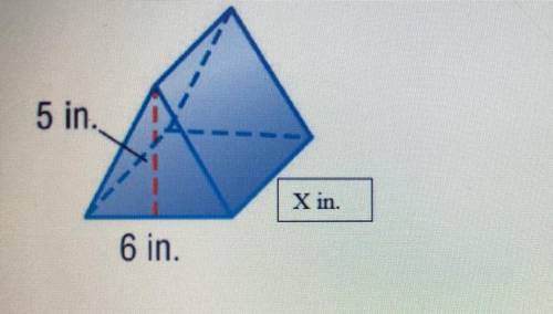 The volume of the triangular prim is 250 cubic inches. What is the value of x