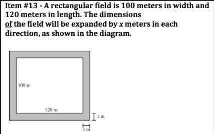 A rectangle field is 100 meters in width and 120 meters in length. The dimensions of the field will