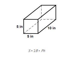In the surface area formula shown, B represents the area of the square base, P represents the perime