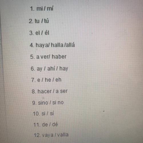 Pregunta 7: Para cada uno de los siguientes grupos de palabras, determina cuál es la diferencia en e