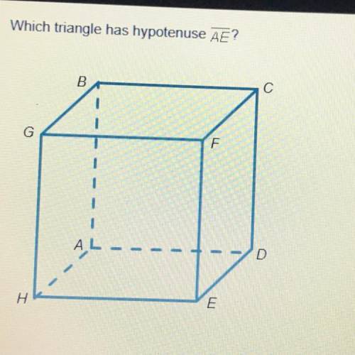 Which triangle has hypotenuse AE  Choices: Triangle BAE Triangle CAE Triangle GAE Triangle HAE