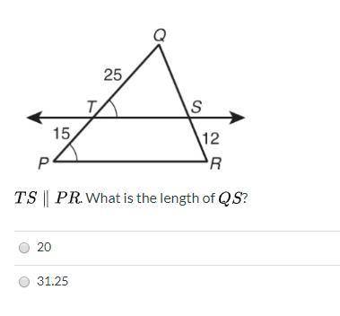 PRT S ∥ P R. What is the length of QS?