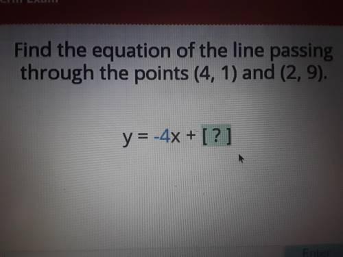 Find the equation of the line passing through the points (4,1) and (2,9)