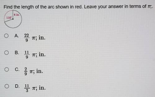 Find the length of the arc shown in red. Leave your answer in terms of pi. Will give brainliest to t