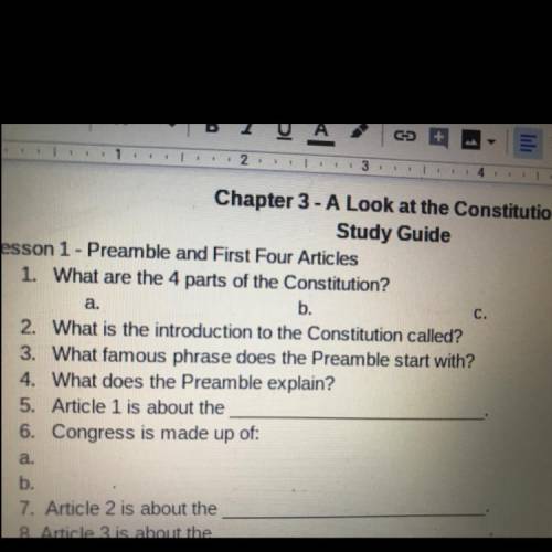 What are the 4 parts of the constitution
