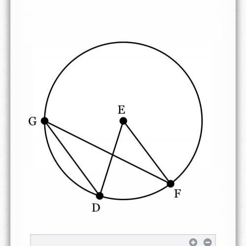 In circle E with  m ∠ D G F = 27 m∠DGF=27, find the  m ∠ D E F m∠DEF.