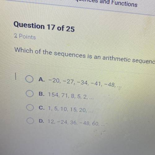 Which of the sequences is an arithmetic sequence?