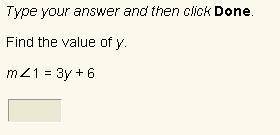 Find the value of y m<1 = 3y+6
