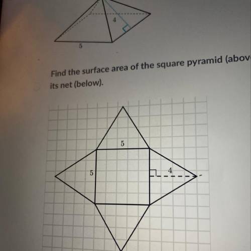 Find the surface area of square pyramid someone help