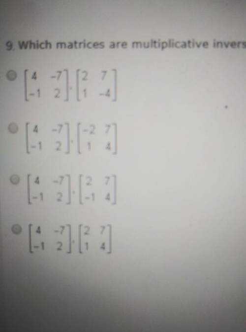 Which matrices are multiplicative inverses?