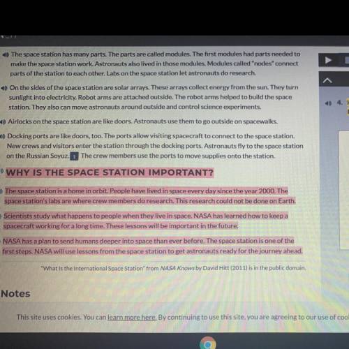 How does the final section “Why Is the Space Station Important” contribute to the text?