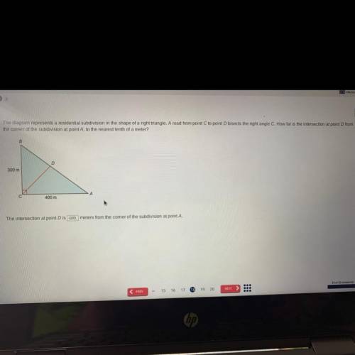 PLEASE HELP The diagram represents a residential subdivision in the shape of a right triangle. A roa