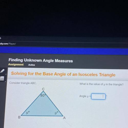 What is the value of y in the triangle?