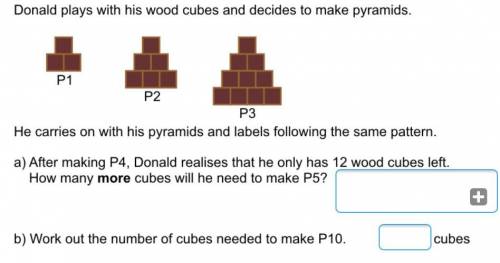 Donald plays with his wood cubes and decides to make pyramids. He carries on with his pyramids and l