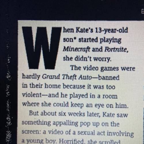 In the two paragraphs, what point do the authors make by contrasting the online games Kate’s son pla