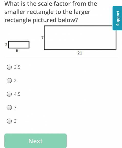 What is the scale factor from the smaller rectangle to the larger rectangle pictured below?
