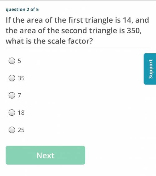 If the area of the first triangle is 14, and the area of the second triangle is 350, what is the sca