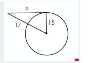 Assume the segment that appears to be tangent is tangent. Find the value of x. (Round to the whole n