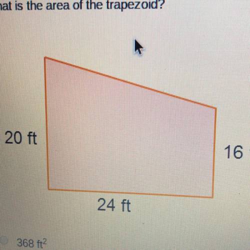 What is the area of the trapezoid? 368 ft 432 ft² 480 ft^2 528 ft^2
