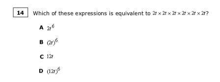 Which of these expressions is equivalent to 2f X 2f X 2f X 2f X 2f X 2f?
