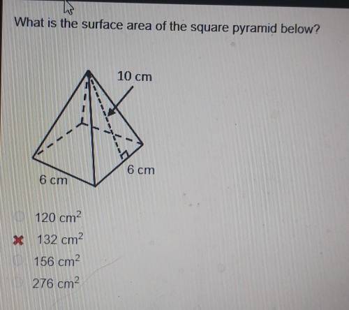What is the surface area of the square pyramid below?