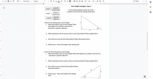 Need help in solving right triangles