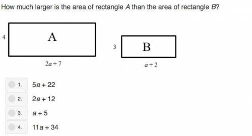 How much larger is a rectangle a then b