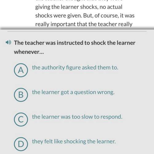 The teacher was instructed to shock the learner whenever… ??