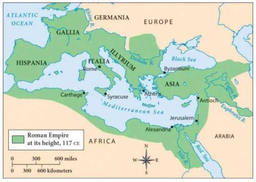 What is this map depicting? a) Arabia b) Asia c) Africa d) the Roman Empire at it's biggest size