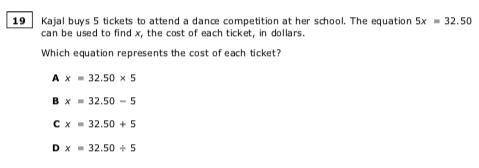 Which equation represents the cost of each ticket? Will mark brainliest