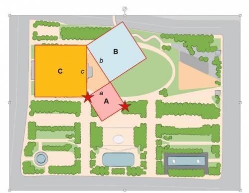 The diagonal of square A, marked off by the red stars, is where the concession stand is located. A l