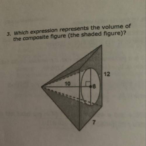 Which expression represents the volume of the composite figure