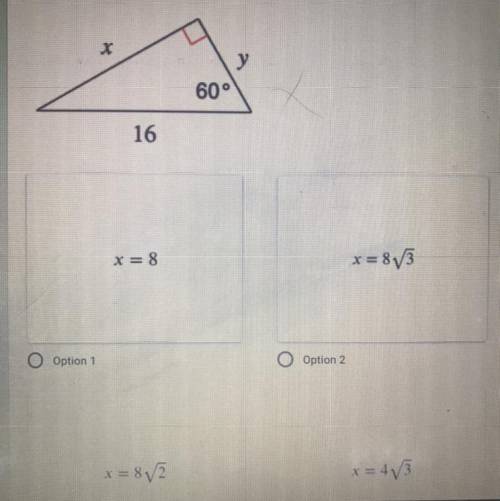 What is the value of x ? Special right triangle