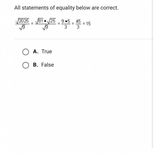 True or False: All statements of equality below are correct. Please help!!