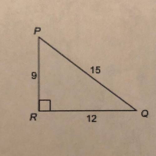 Use trianglePQR to write the trigonometric ratio as a decimal. round to four decimal places.
