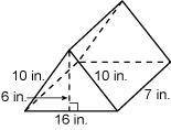 What is the surface area of the prism? Right triangular prism with height of 7 inches. The triangula