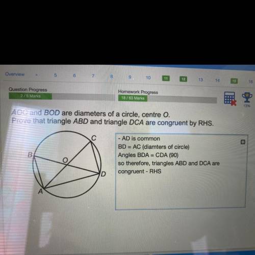 AOC and BOD are diameters of a circle, centre O. prove that triangle ABD and triangle DCA are congru