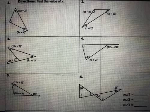 Find the value of X , i need ASAP 1-6