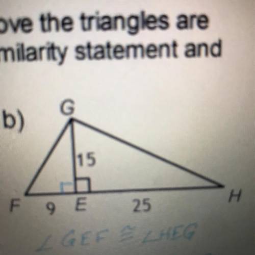 What would be the correct similarity statement for these triangles? A. FGE ~ HGE B. FEG ~ GEH C. FGE