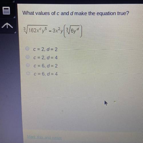 What values of c and d make the equation true?
