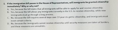 If the inmigration bill passes in the house of representatives, will immigrants be granted citizensh