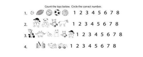 Count the toys below. Circle the correct number.