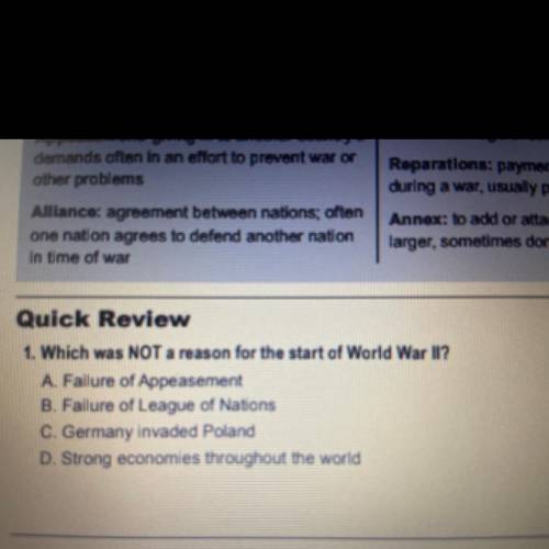 Which was not a reason for the start of world war 2