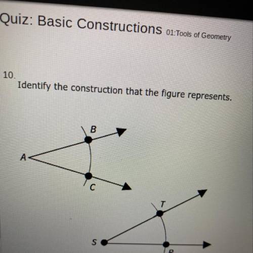Identify the construction that the figure represents angle bisector perpendicular bisector congruent